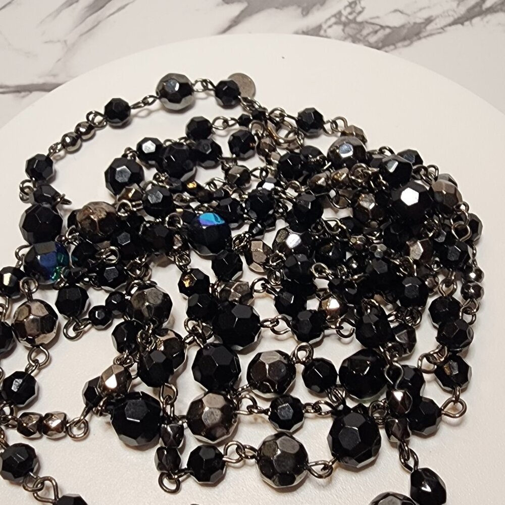 Premier Designs Vintage Long Black Crystal Necklace Fashion Jewelry - Picture 5 of 5